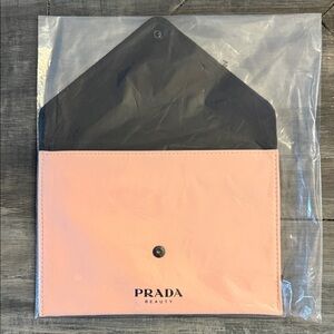 Prada Beauty Pink and Black Envelope Clutch New GWP